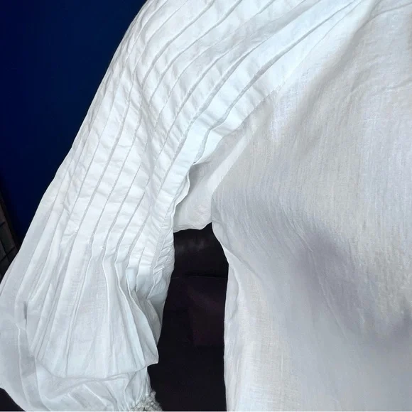 Ampersand Heart Women’s Small Cream Blue Long Sleeve Embroidered Dress - Picture 7 of 15